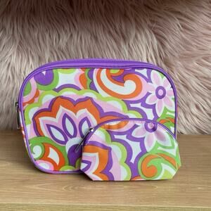 Clinique Floral Skin Care Make Up Travel Pouch Combo Set NWOT